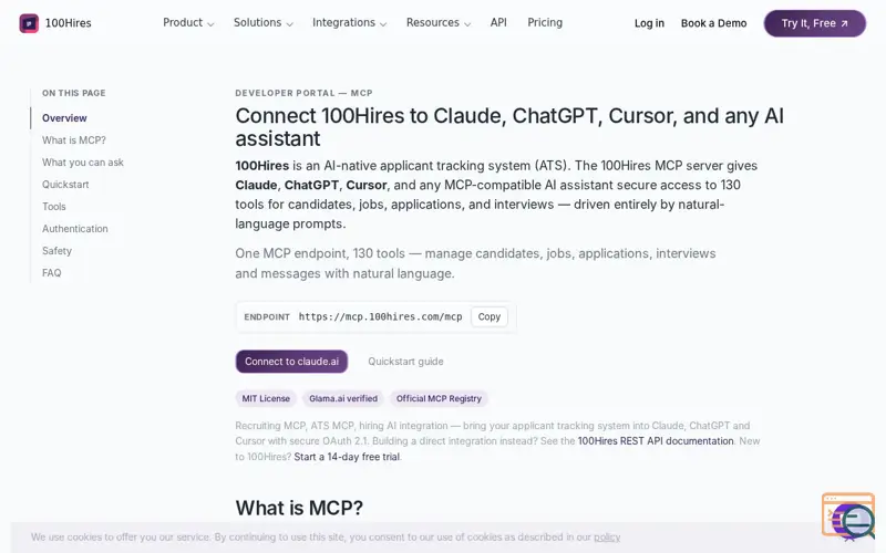 Screenshot of 100hires