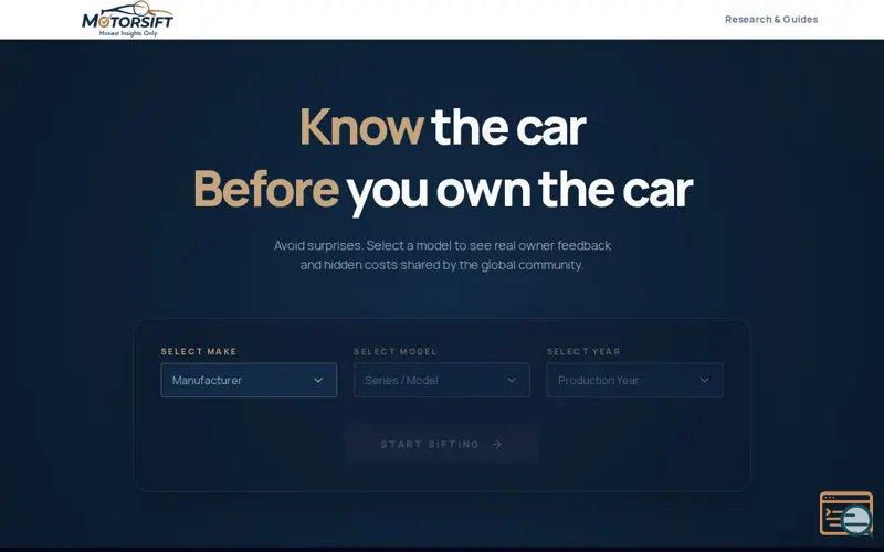 Screenshot of MotorSift
