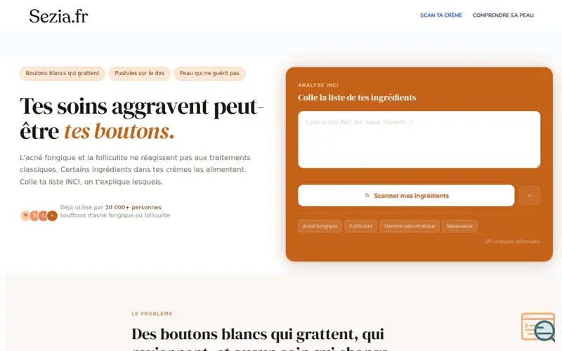 Screenshot of sezia.fr