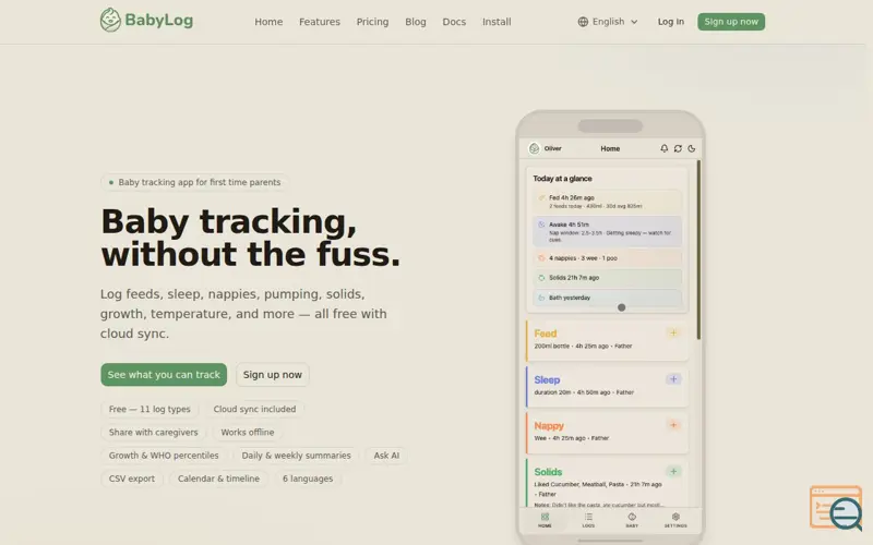 Screenshot of Baby Log