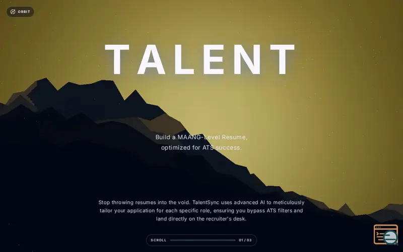 Screenshot of TalentSync, a launch using Orchids