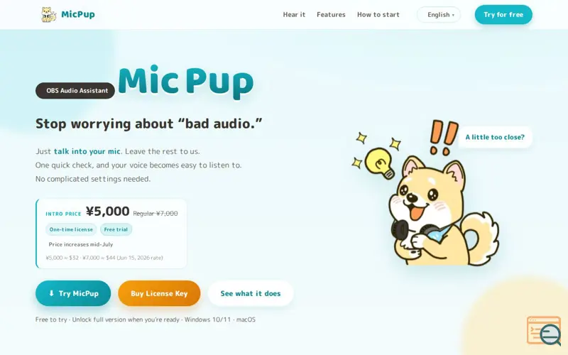 Screenshot of MicPup