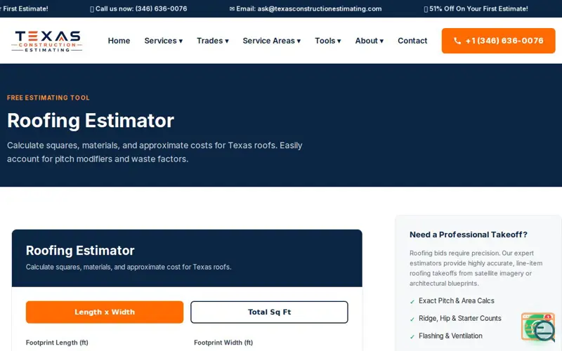 Screenshot of Texas Construction Estimating