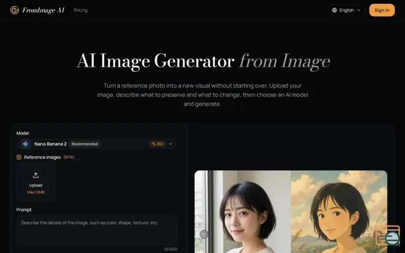 Screenshot of AI Image Generator from Image – Create & Edit Online