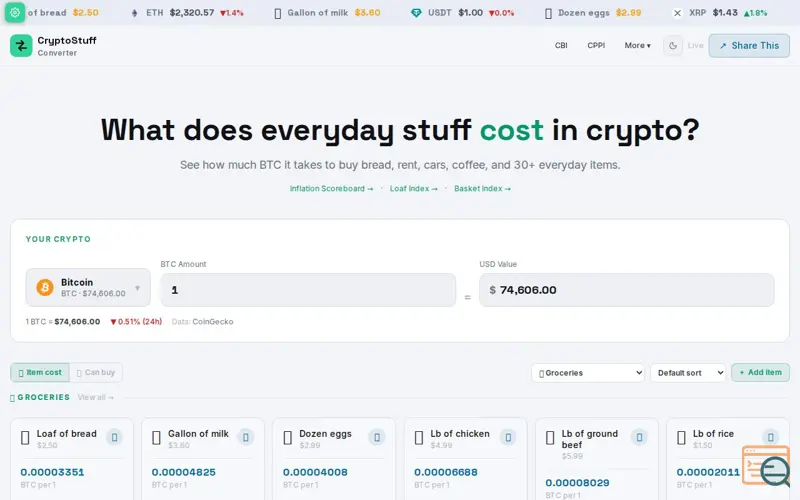 Screenshot of Crypto Stuff Converter