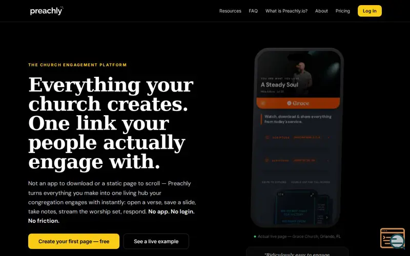 Screenshot of Preachly.io | Church Engagement Platform