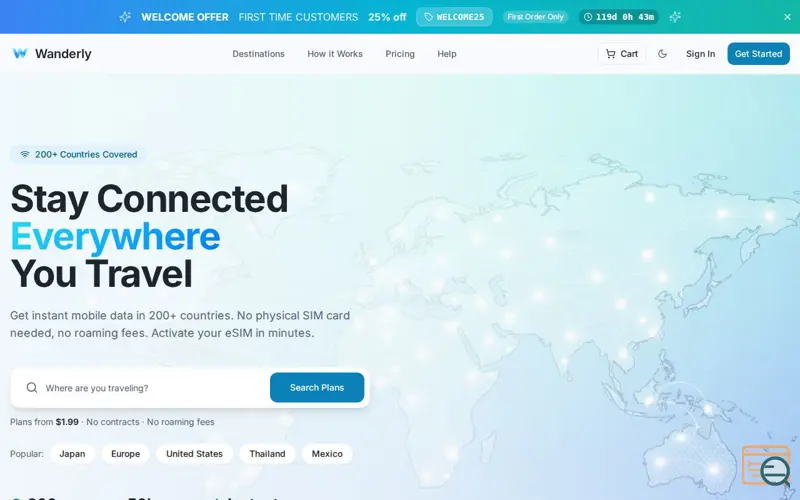 Screenshot of Wanderly: eSIM Travel & Internet