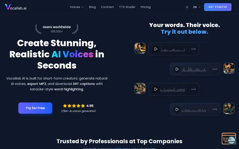 Screenshot of VocalLab AI