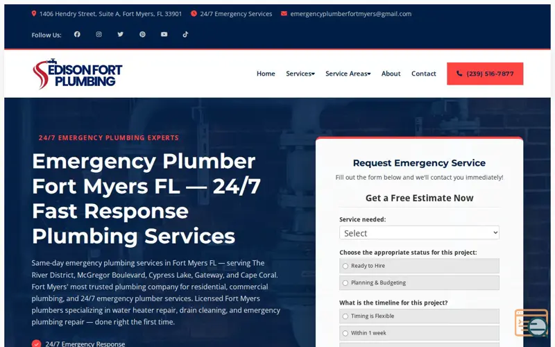 Screenshot of Edison Fort Plumbing