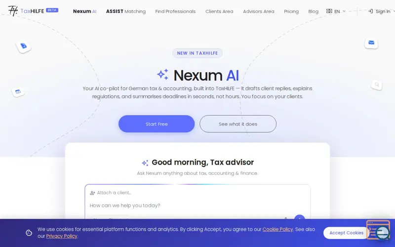 Screenshot of Nexum AI from TaxHILFE
