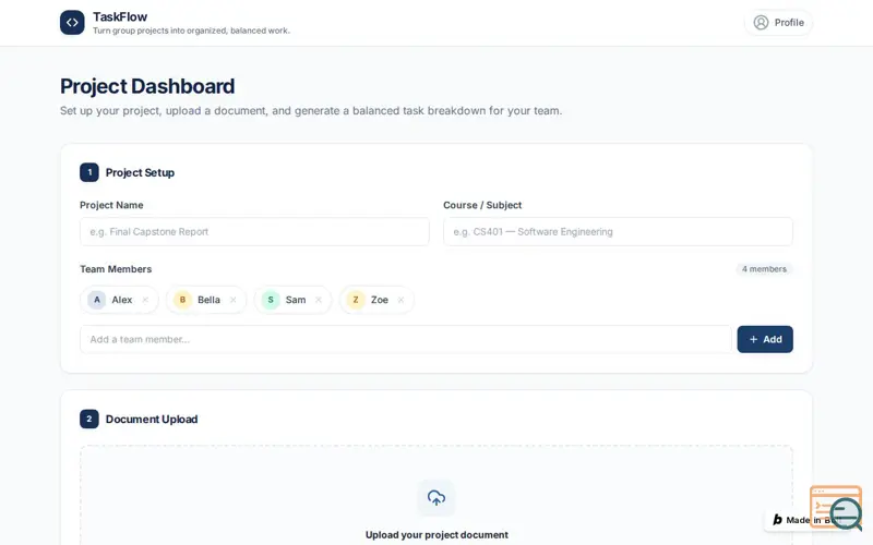 Screenshot of TaskFlow 