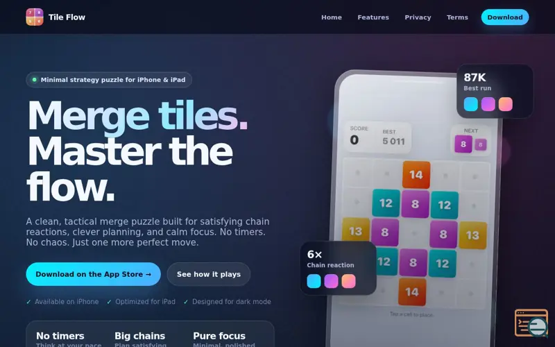 Screenshot of Tile Flow: Merge Puzzle