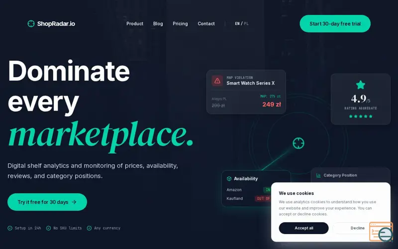 Screenshot of ShopRadar.io