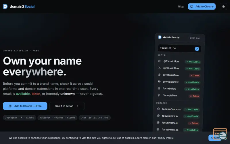 Screenshot of domain2social