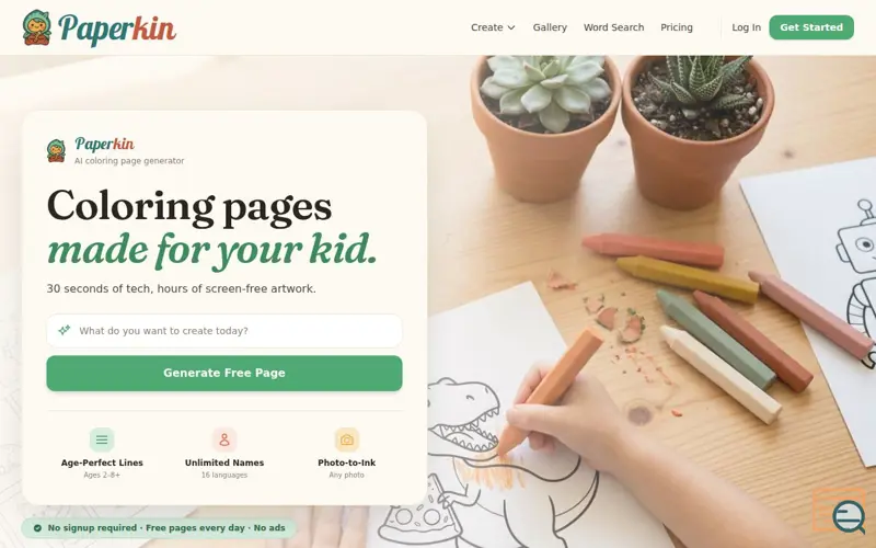 Screenshot of Paperkin
