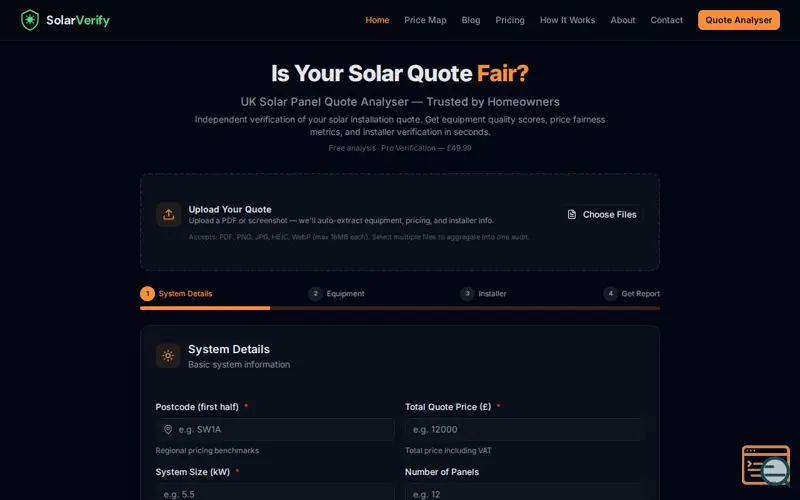 Screenshot of SolarVerify