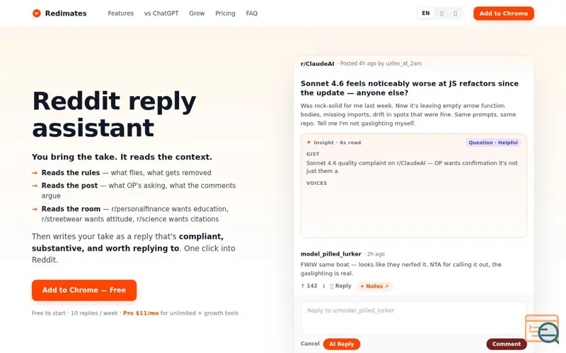 Screenshot of Redimates