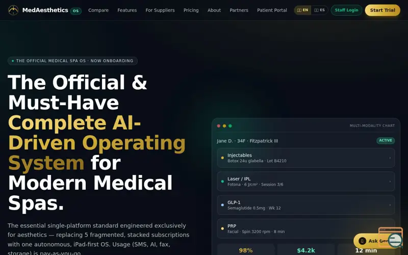 Screenshot of MedAestheticsOS