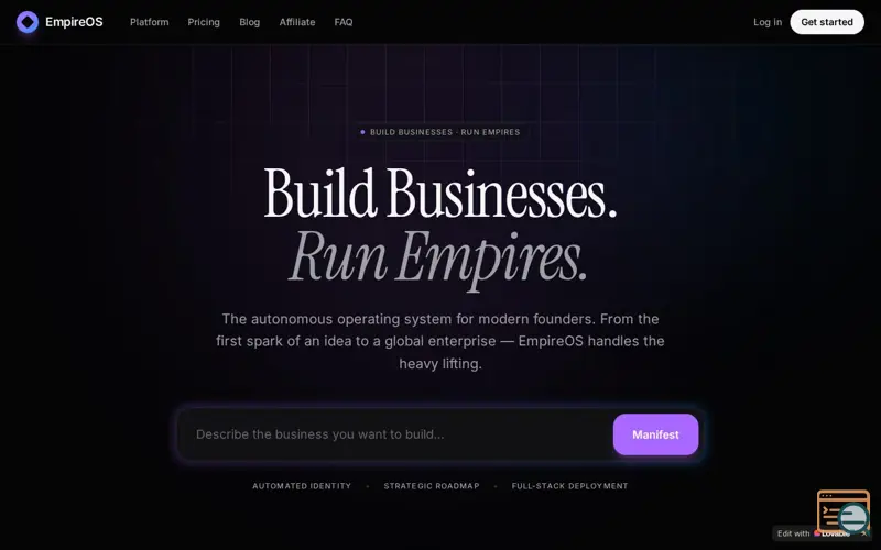 Screenshot of EmpireOS —Build Businesses. Run Empires.