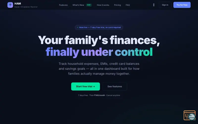 Screenshot of HAM — Family Finance Monitor
