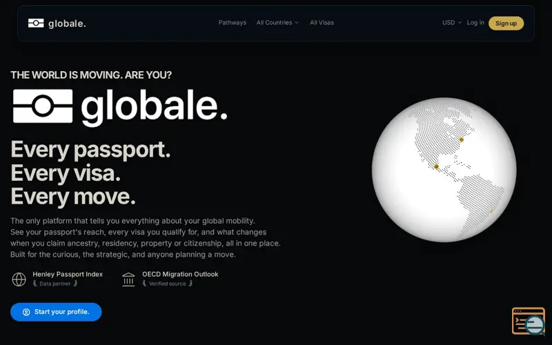 Screenshot of Globale — Track Your Global Mobility