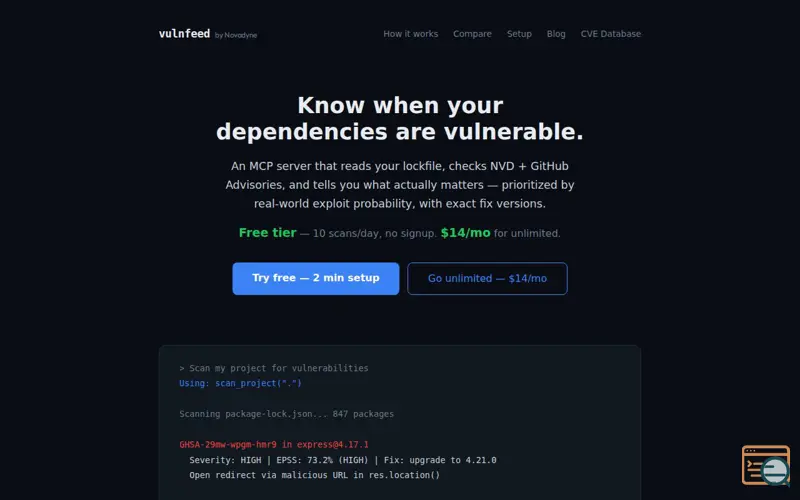 Screenshot of VulnFeed