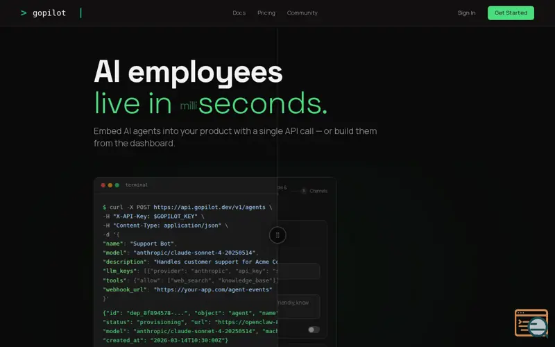 Screenshot of GoPilot.dev