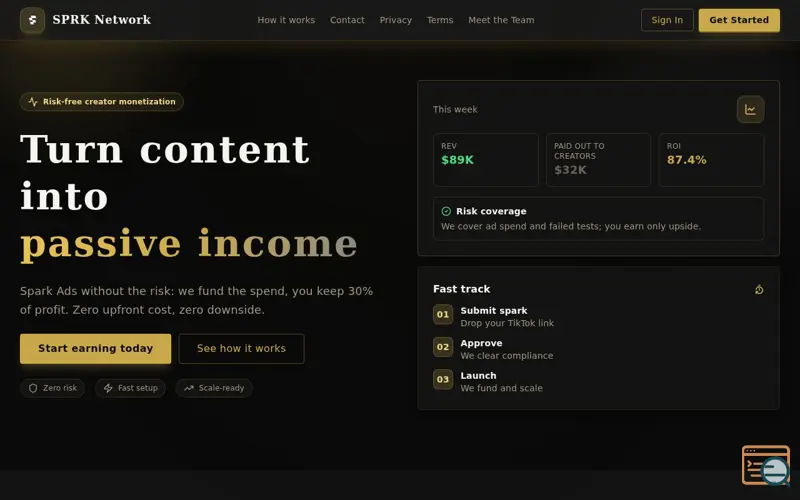 Screenshot of SPRK Network, a launch using Tipalti