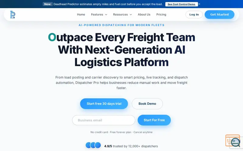 Screenshot of DispatcherPro AI