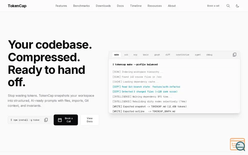 Screenshot of TokenCap