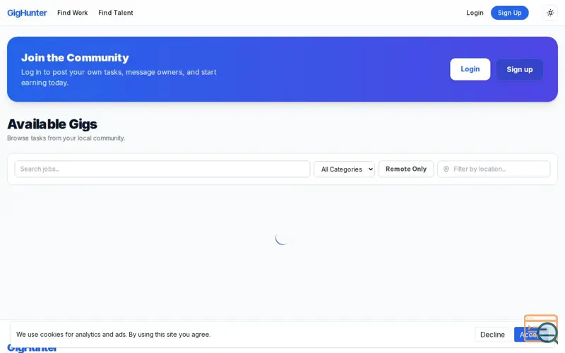 Screenshot of GigHunter