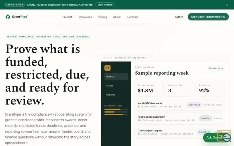 Screenshot of GrantPipe
