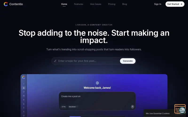 Screenshot of Contentio