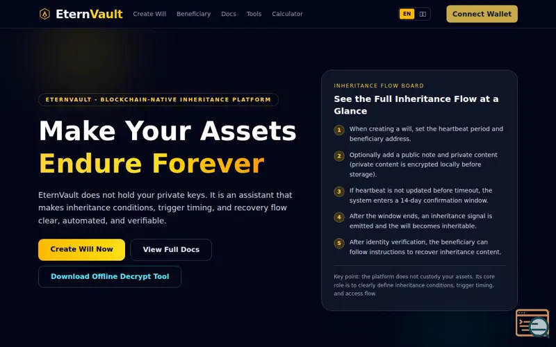 Screenshot of EternVault