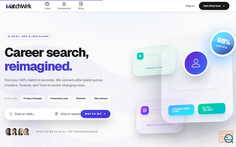Screenshot of MatchWrk