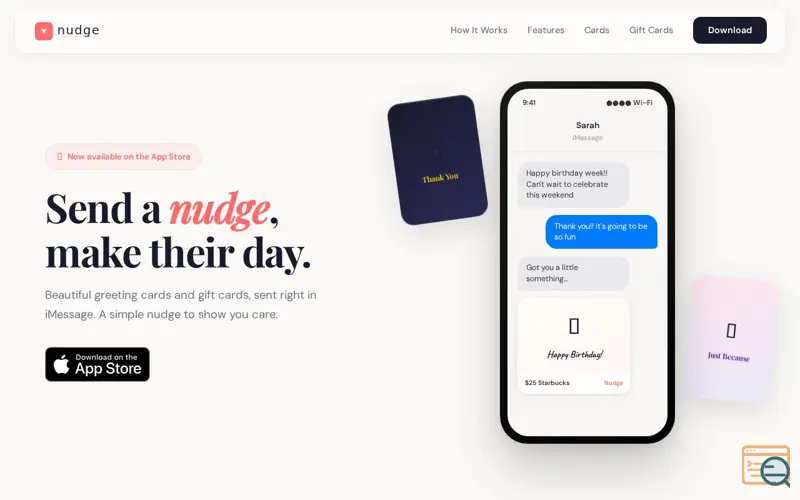 Screenshot of Nudge Gift