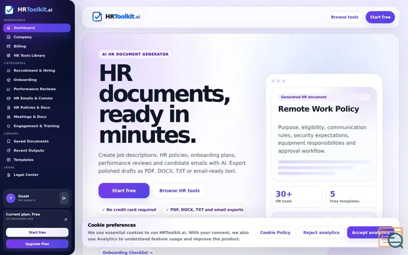Screenshot of HRToolkit.ai