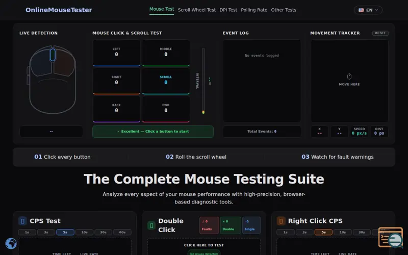 Screenshot of Online Mouse Tester