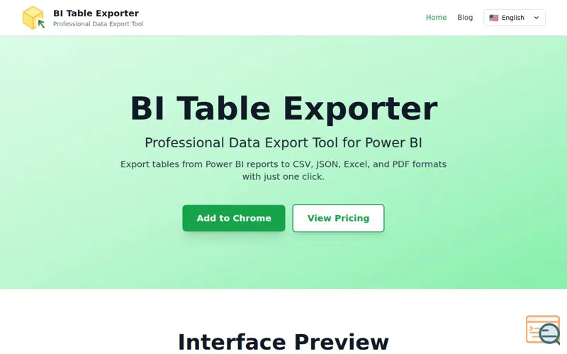 Screenshot of BI Table Exporter