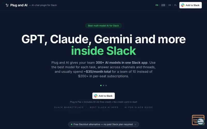 Screenshot of Plug and AI