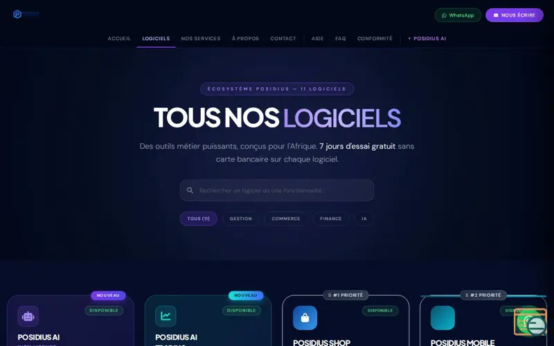 Screenshot of Posidius Digital Services