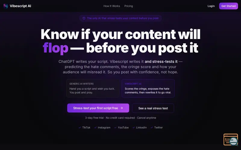 Screenshot of Vibe Script AI