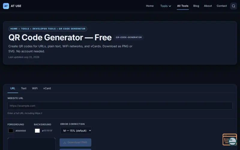 Screenshot of Free QR Code Generator