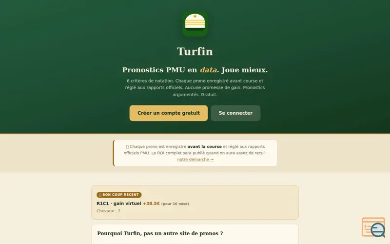 Screenshot of Turfin · Le turf en data. Joue mieux., a launch using Klaviyo