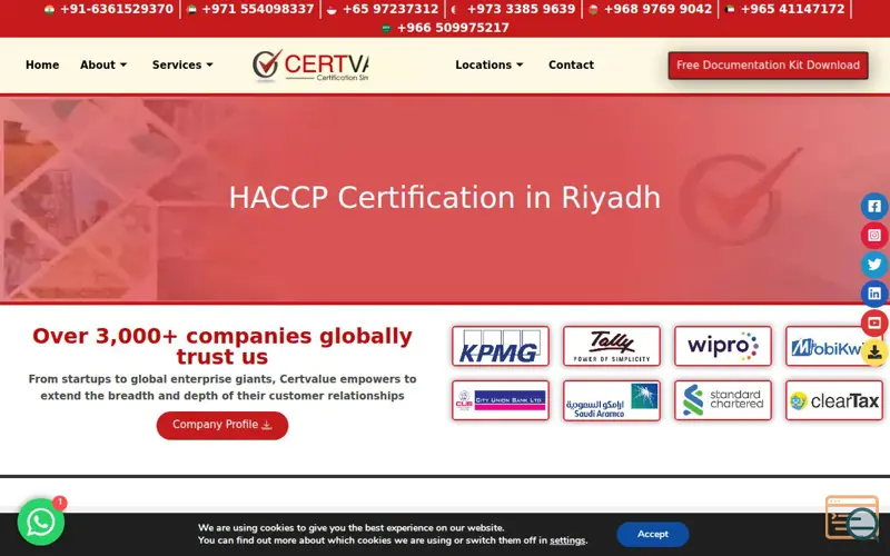 Screenshot of Certvalue Global | ISO Certification 