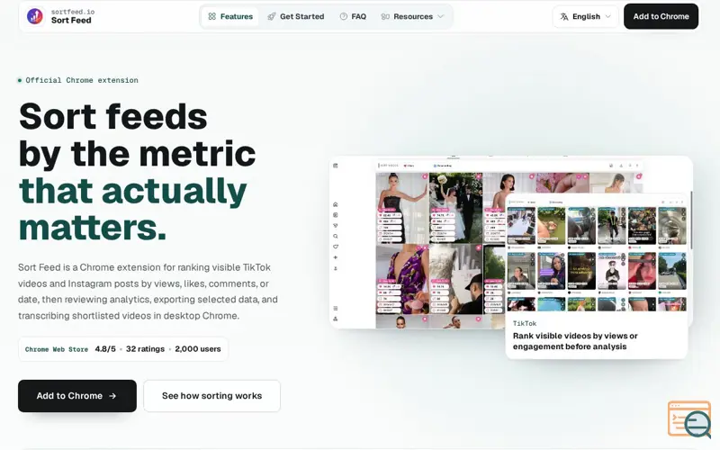 Screenshot of Sort Feed