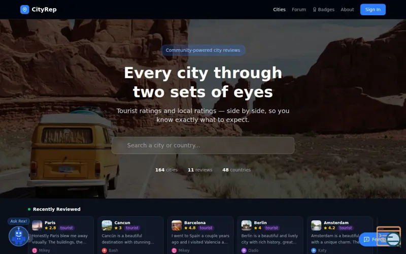Screenshot of CityRep