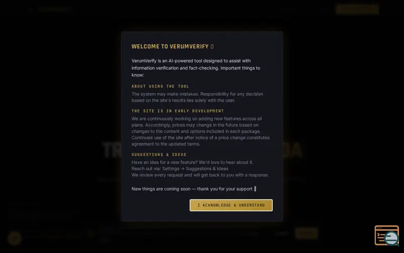 Screenshot of VerumVerify