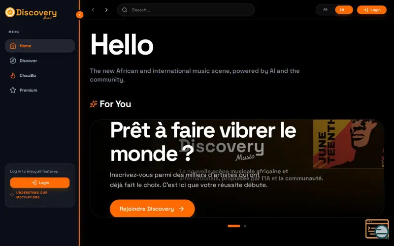Screenshot of Discovery Music
