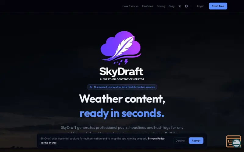 Screenshot of SkyDraft